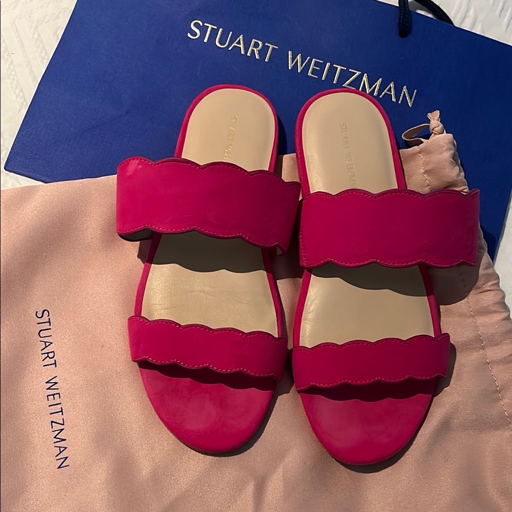 Stuart Weitzman Pink Sandals Suede Elegance